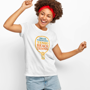 Camisa Unissex Dry Fit Beach Tennis Hoje Não Posso Branca