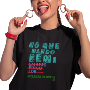 Camisa Unissex Beach Tennis No Que Mando Bem Preta